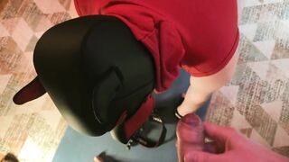Obedient pup’s ass stuffed sloppy pup mask squeals while sucking raw cock
