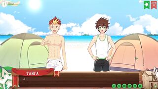 Taiga caught jerking off behind the tree raw gay twink tease beachfront