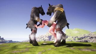 Wild Life guy gets two huge furry dicks from gay centaurs gangbang
