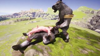 Wild Life guy gets two huge furry dicks from gay centaurs gangbang