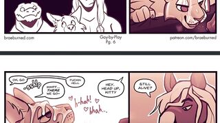 Furry femboy comic dub gagged by massive orgy