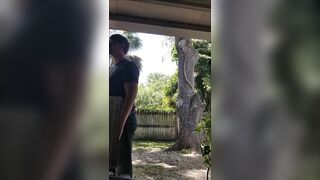 Eclipse jerking outside raw blonde glasses big cock cumshot almost caught