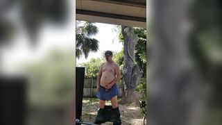 Eclipse jerking outside raw blonde glasses big cock cumshot almost caught