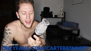 Guys toes curl from this massive white cock fucking their feet