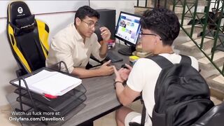 Black teacher saves twink student’s hole with hard latino cock