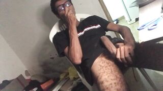 Big black cock jizz on glasses solo guy squirted