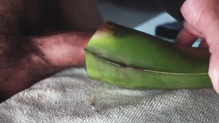 Jerking off until thick cum gushes on homemade aloe vera flesh
