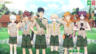 Gay twink scouts get info in anime camping hentai game with Russian voice