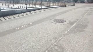 Muscular hunk jackin off in public caught masturbating outdoors