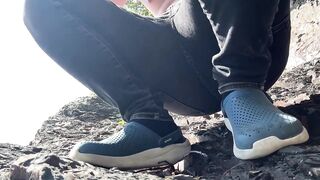 Angler caught me jerking off outside first time in years raw cumshot