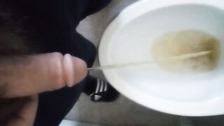 My sexy straight bro pissing and cumming on toilet big cock