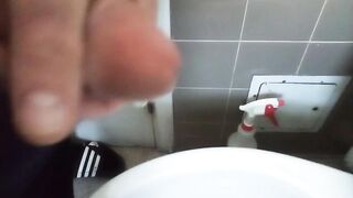 My sexy straight bro pissing and cumming on toilet big cock