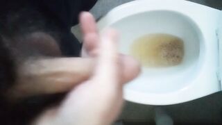 My sexy straight bro pissing and cumming on toilet big cock