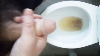 My sexy straight bro pissing and cumming on toilet big cock