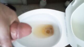 My sexy straight bro pissing and cumming on toilet big cock