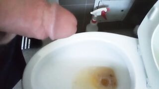 My sexy straight bro pissing and cumming on toilet big cock