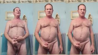 Daddy's thick load gushes all over his greedy hand raw dirty talk