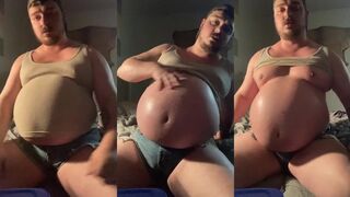 Tight clothes ruined by inflation belly play for gay gainer kink