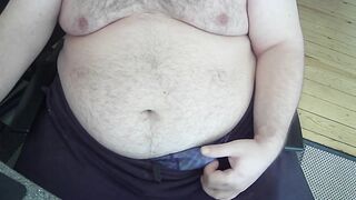 Bear in sweatpants hard teasing final surprise under thick white load