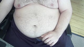 Bear in sweatpants hard teasing final surprise under thick white load