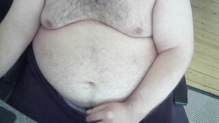 Bear in sweatpants hard teasing final surprise under thick white load