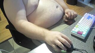 Stocky Danish bear dadbod cock out as he jerks off solo and gushes cum