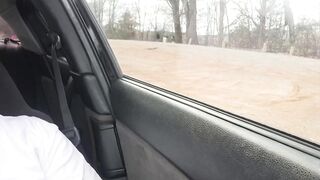 Public Car Masturbation with Intense Traffic Big White Cock Thrust