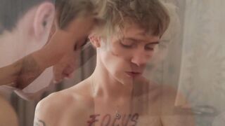 Twink gets destroyed cum on face and ass gangbanged raw bareback