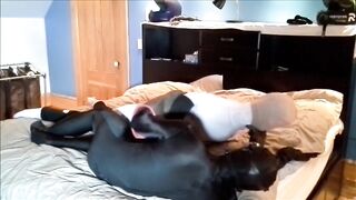 black masked morphsuit humps and cums on dummy