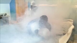 black masked morphsuit humps and cums on dummy