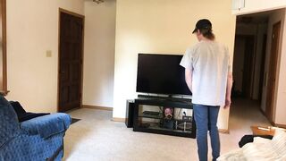 Amateur Twink Choked by Average Cock While Jerking Off Hands Solo