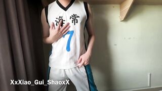 Kise Ryouta cosplay jerk off big dick loud moaning and nipple play