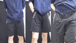 Shorts soaked in shame boy tries holding back his pee but fails