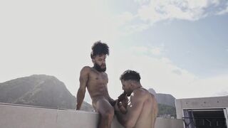 Andy Rodrigues gets face fucked by Markin Wolf on a Rio rooftop
