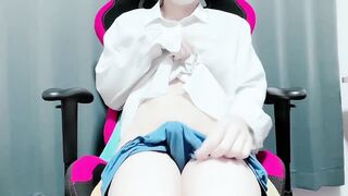 Gushing no-hand nipple orgasm her sissy femboy gets destroyed