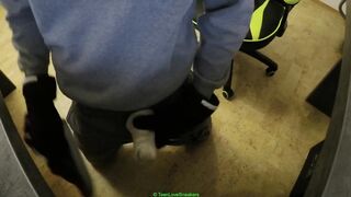 Cum drenched Vans and Janoskis while gay skater jerks off solo.