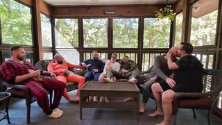 Bareback bear gang bang on the back porch