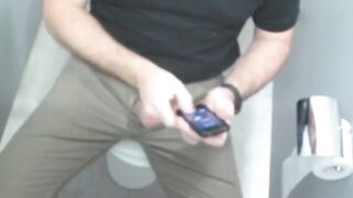 Gay jeans choked in office toilet stall cum drips