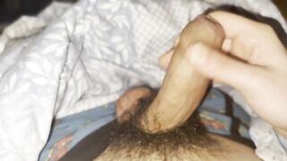 Horny morning twink floods bed with hot thick cum