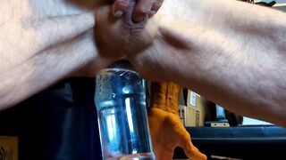 Straight guy gets stuffed with massive knot anal gape filled solo