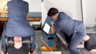 Facesitting fart sniff boy gets face ass worshipped for promotion