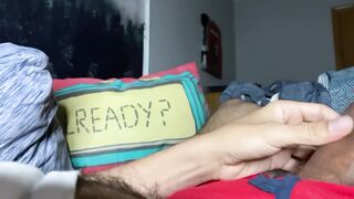 New red undies teased into a sticky mess