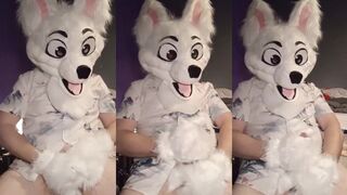 Fursuit paw worship until he gushes cum shots