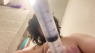 Femboy gets face fucked by giant knotted dildo creampie explosion