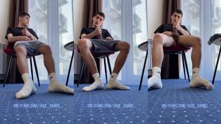 Hairy legs white socks handjob stud cock gets destroyed