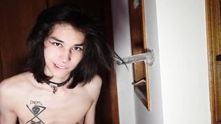 Cute Femboy Solo Twink Ass Fills With Dildo Until Cumshot