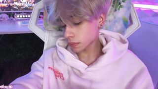 Cute femboy whimpers while taking that big dick good boy handjob