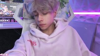 Cute femboy whimpers while taking that big dick good boy handjob