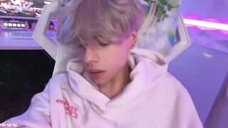 Cute femboy whimpers while taking that big dick good boy handjob