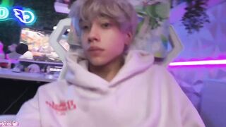 Cute femboy whimpers while taking that big dick good boy handjob